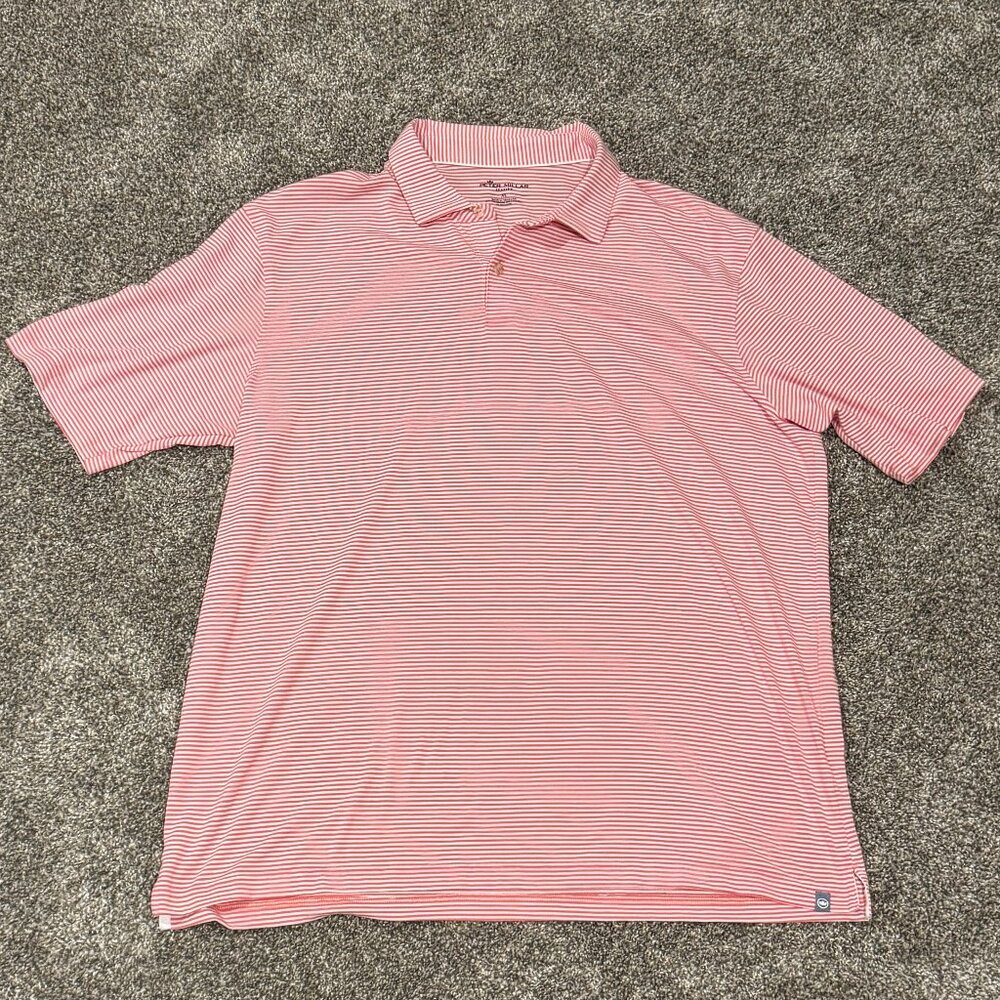 Peter Millar Red/Coral striped polo XL